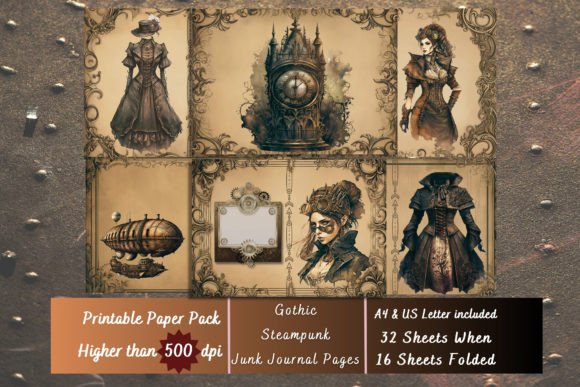Download Gothic Steampunk Victorian Digital Paper - Premium Bundle