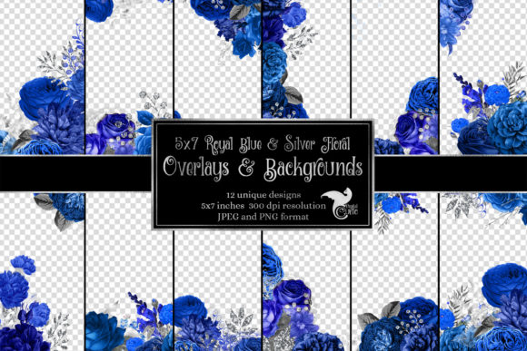 Download 5x7 Royal Blue and Silver Floral Overlay - Premium Resources